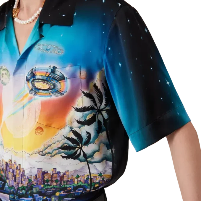 Camisa de seda de manga curta La Pramonition Camisa de seda de manga curta La Pramonition