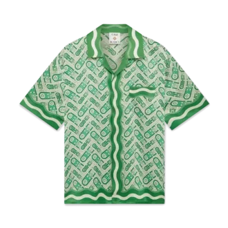 Camisa de seda de manga curta Ping Pong