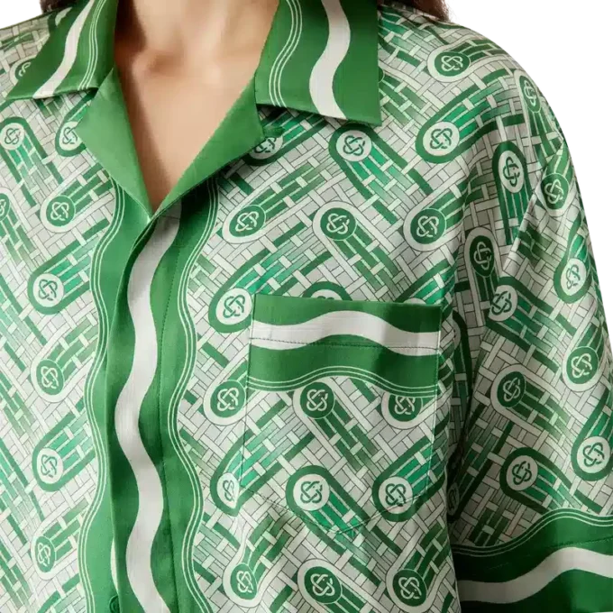 Camisa de seda de manga curta Ping Pong Camisa de seda de manga curta Ping Pong