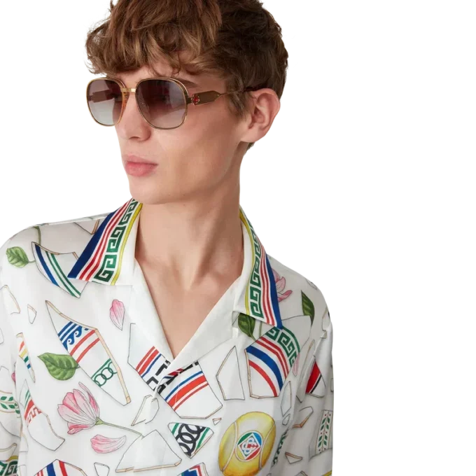 Camisas de seda de manga curta Le Vase Brise Camisas de seda de manga curta Le Vase Brise