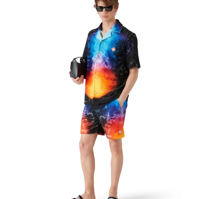 Camisa de tecido felpudo com degradê Camisa de tecido felpudo com degradê