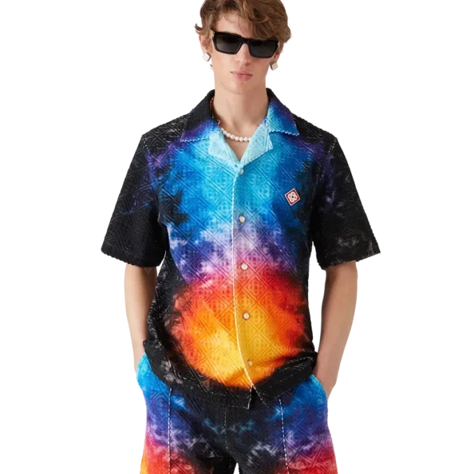 Camisa de tecido felpudo com degradê Camisa de tecido felpudo com degradê