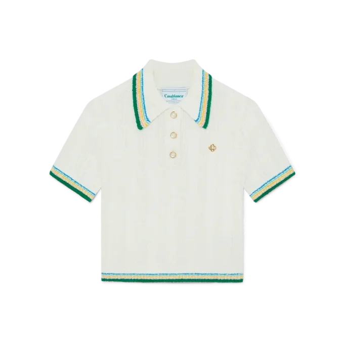 Camisa polo em malha canelada Camisa polo em malha canelada