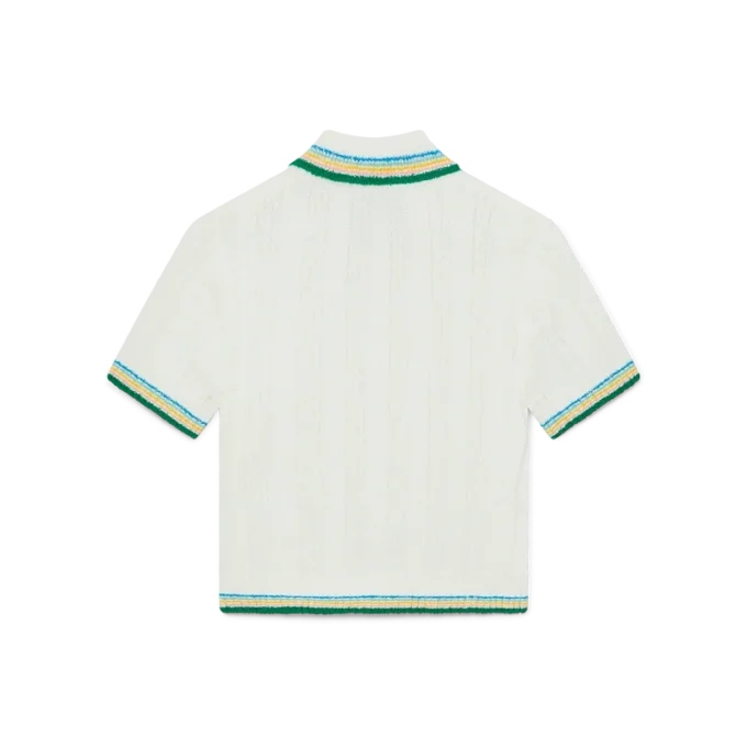 Camisa polo em malha canelada Camisa polo em malha canelada