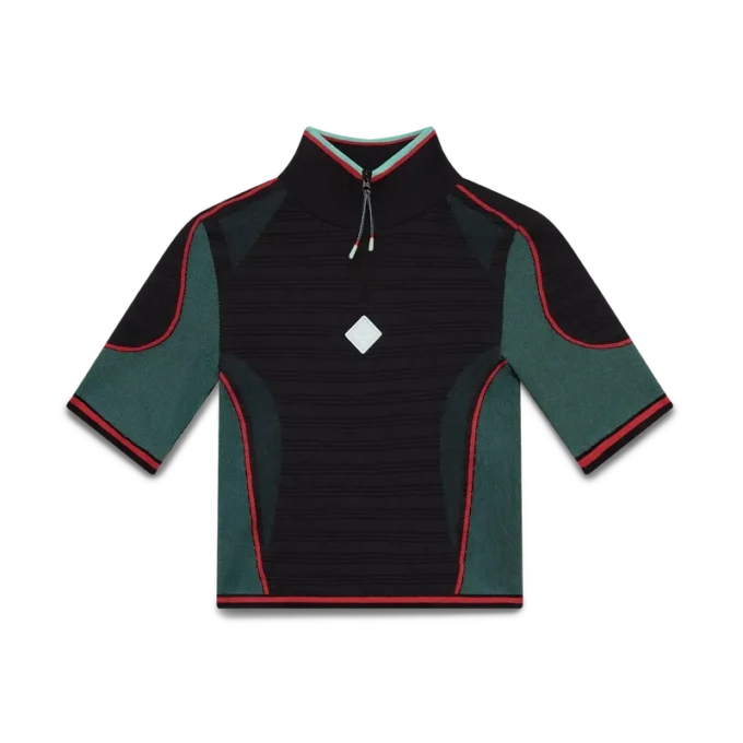 Camisa sem costuras com meio fecho