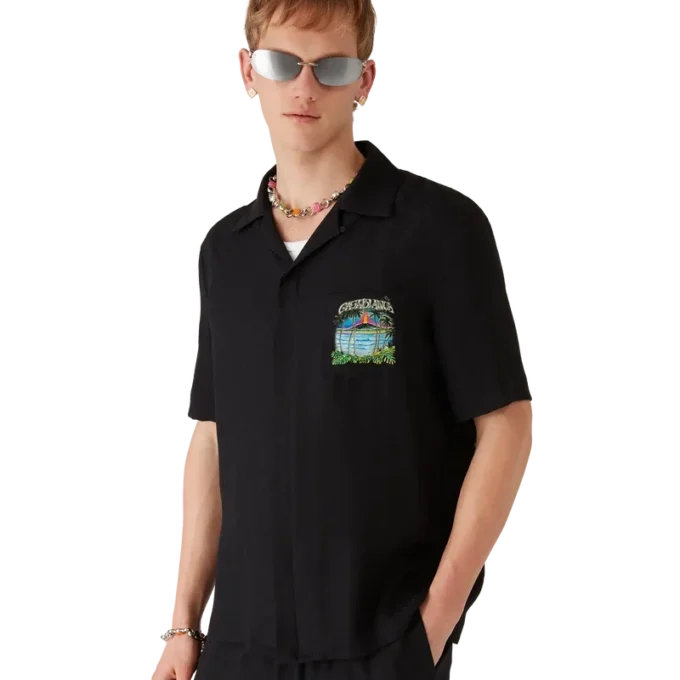 Camisas clássicas de manga curta com jacquard «Volcano» Camisas clássicas de manga curta com jacquard «Volcano»
