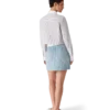 Camisas curtas de algodão com riscas finas bordadas Camisas curtas de algodão com riscas finas bordadas