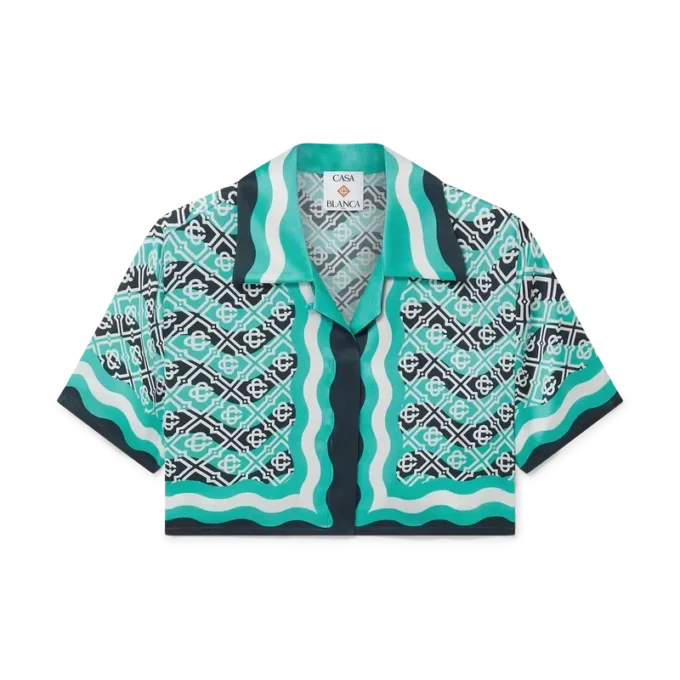 Camisas curtas de seda Monogram Wave Camisas curtas de seda Monogram Wave