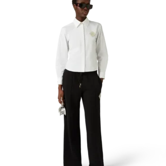 Camisas de Algodão com Emblema de Diamante e Pérola