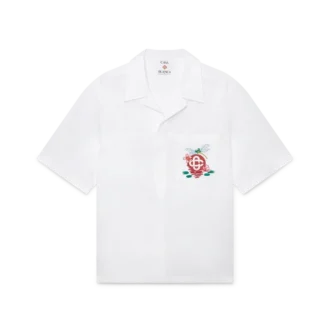 Camisas de calções bordadas em popeline de algodão