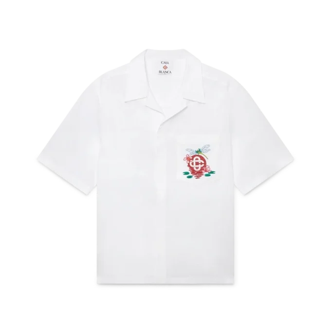 Camisas de calções bordadas em popeline de algodão Camisas de calções bordadas em popeline de algodão
