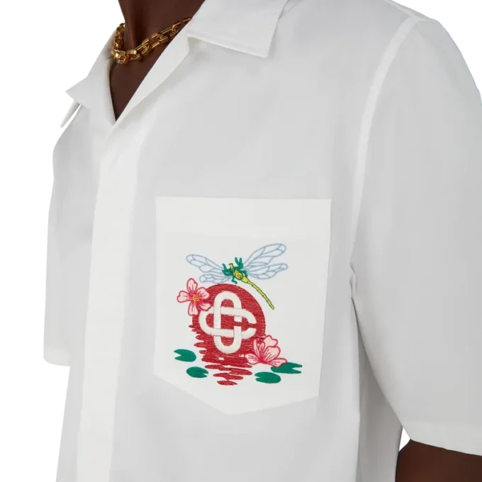 Camisas de calções bordadas em popeline de algodão Camisas de calções bordadas em popeline de algodão