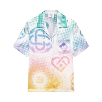 Camisas de calções com gola cubana e logótipo em meio-tom