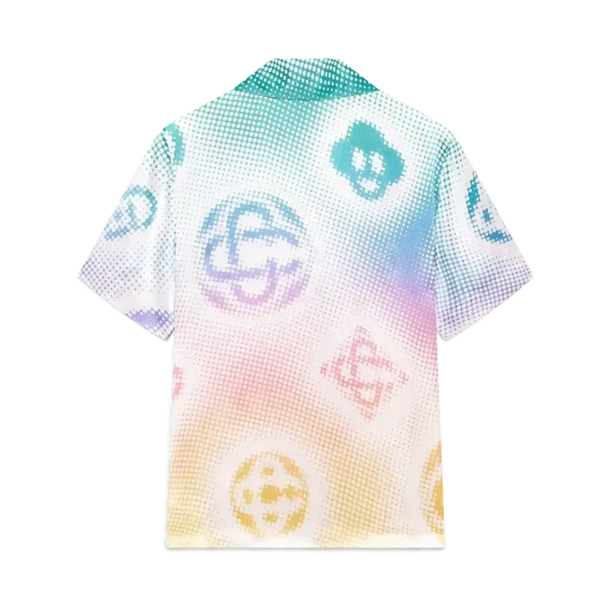 Camisas de calções com gola cubana e logótipo em meio-tom