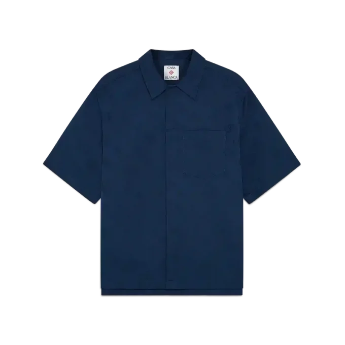 Camisas de calções com monograma azul-marinho