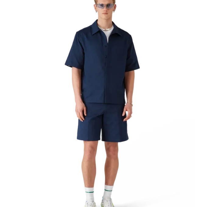 Camisas de calções com monograma azul-marinho