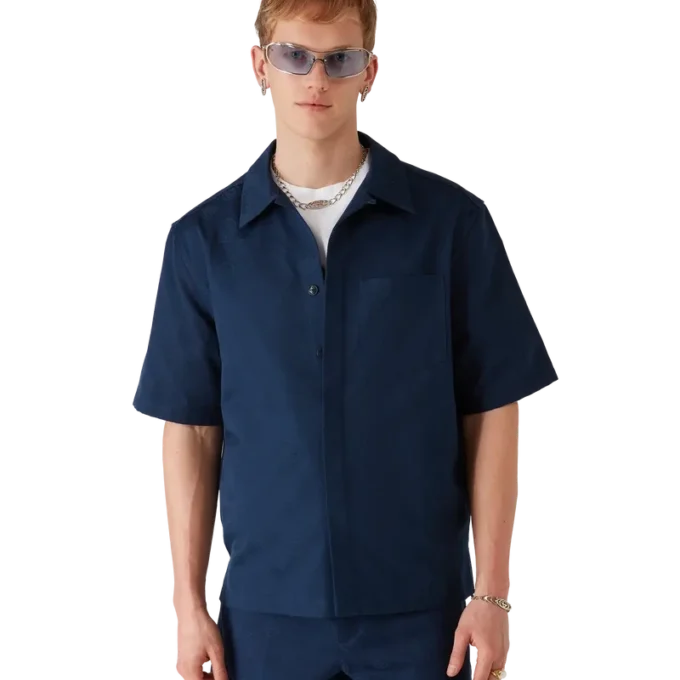 Camisas de calções com monograma azul-marinho