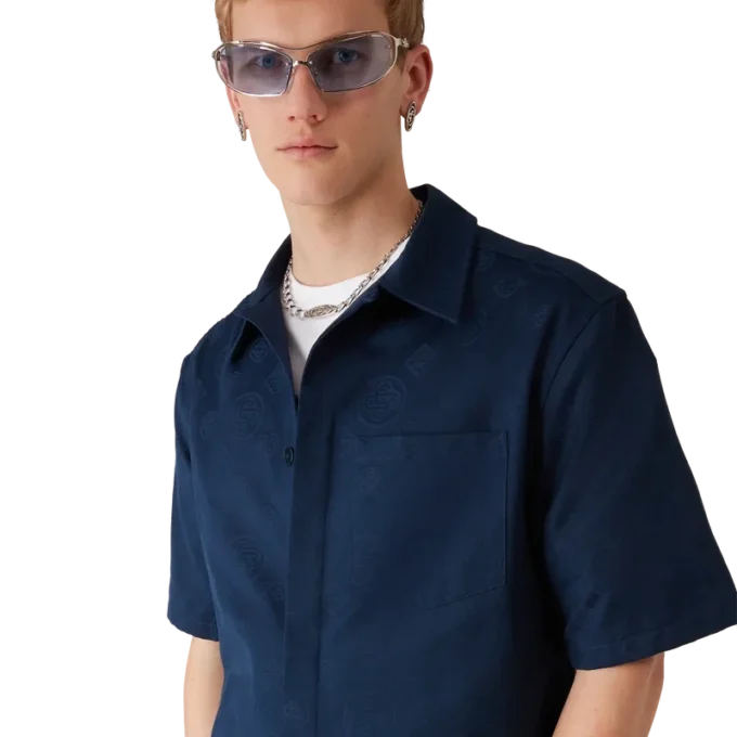 Camisas de calções com monograma azul-marinho