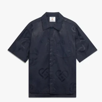 Camisas de calções com monograma em meio-tom azul-marinho