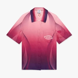 Camisas de calções de manga curta com gola cubana e gradiente em beringela