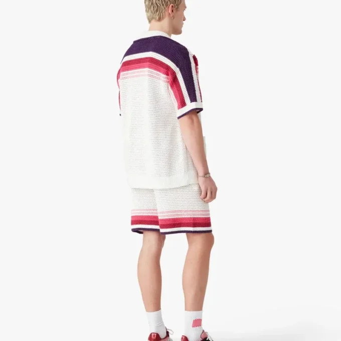 Camisas de calções de manga curta com riscas brancas Camisas de calções de manga curta com riscas brancas