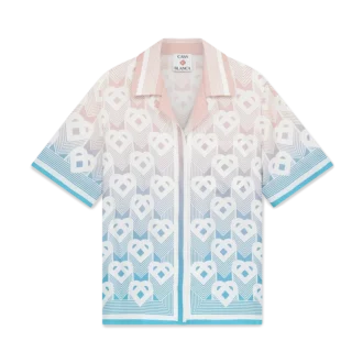 Camisas de calções em seda com monograma de corações em degradê