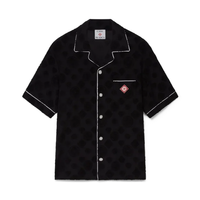 Camisas de calções em tecido de toalha com monograma Camisas de calções em tecido de toalha com monograma