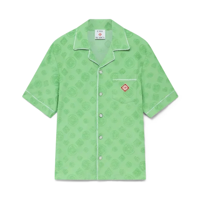 Camisas de calções em tecido de toalha com monograma Camisas de calções em tecido de toalha com monograma