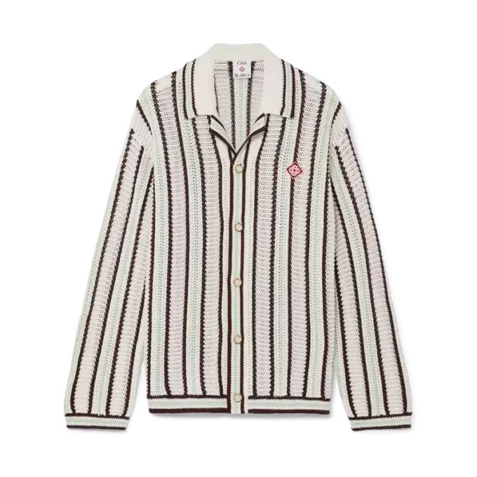Camisas de croché de algodão às riscas Camisas de croché de algodão às riscas
