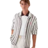 Camisas de croché de algodão às riscas Camisas de croché de algodão às riscas