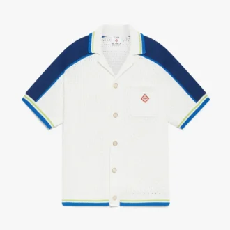 Camisas de croché de calções branca e azul