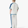 Camisas de croché de calções branca e azul Camisas de croché de calções branca e azul