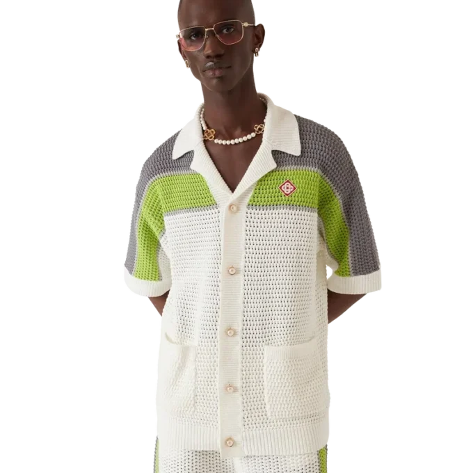 Camisas de croché às riscas