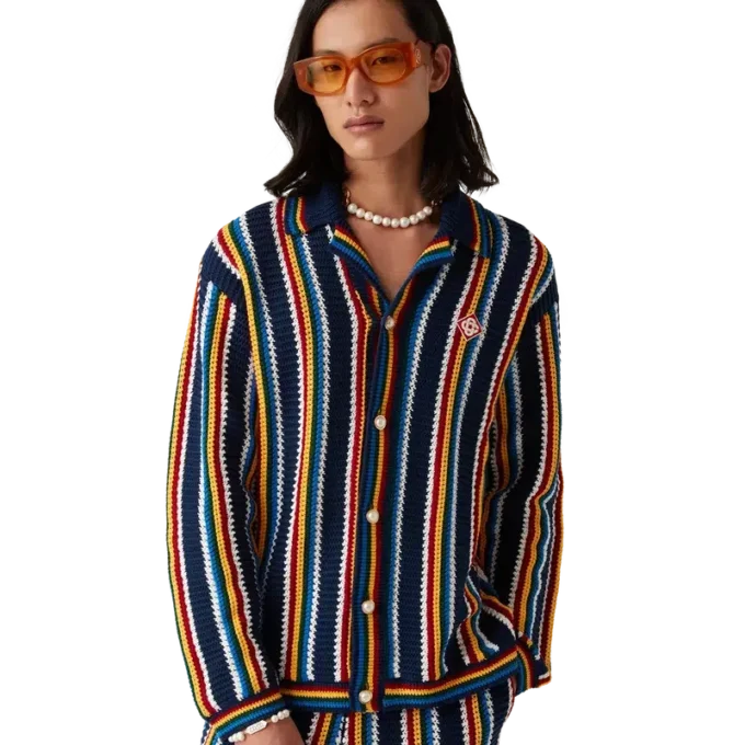 Camisas de croché às riscas