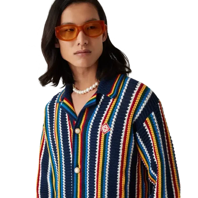 Camisas de croché às riscas