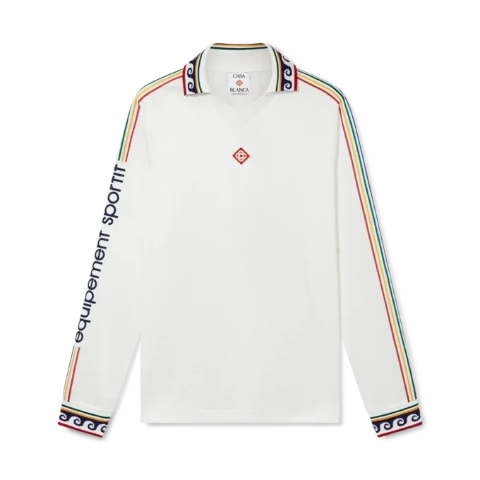 Camisas de futebol de manga comprida com monograma em jacquard Camisas de futebol de manga comprida com monograma em jacquard