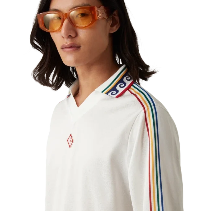 Camisas de futebol de manga comprida com monograma em jacquard Camisas de futebol de manga comprida com monograma em jacquard