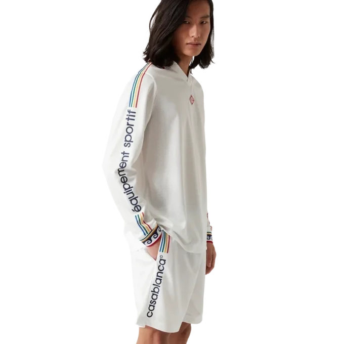 Camisas de futebol de manga comprida com monograma em jacquard Camisas de futebol de manga comprida com monograma em jacquard