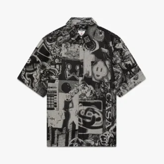 Camisas de ganga de manga curta Rave Collage