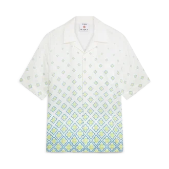 Camisas de linho de manga curta com monograma degradê