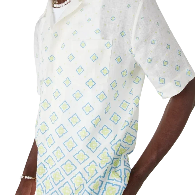 Camisas de linho de manga curta com monograma degradê Camisas de linho de manga curta com monograma degradê