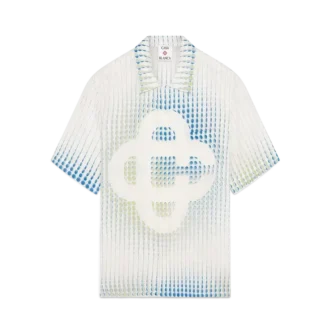 Camisas de linho de manga curta com pontos