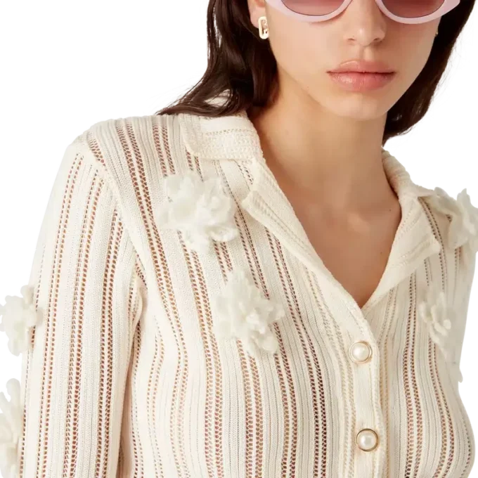 Camisas de malha com renda floral