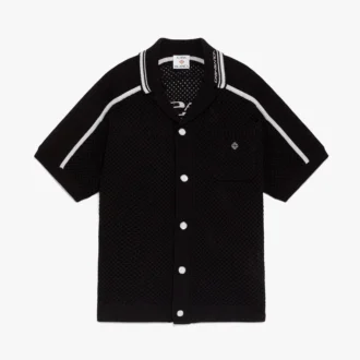 Camisas de malha preta de manga curta