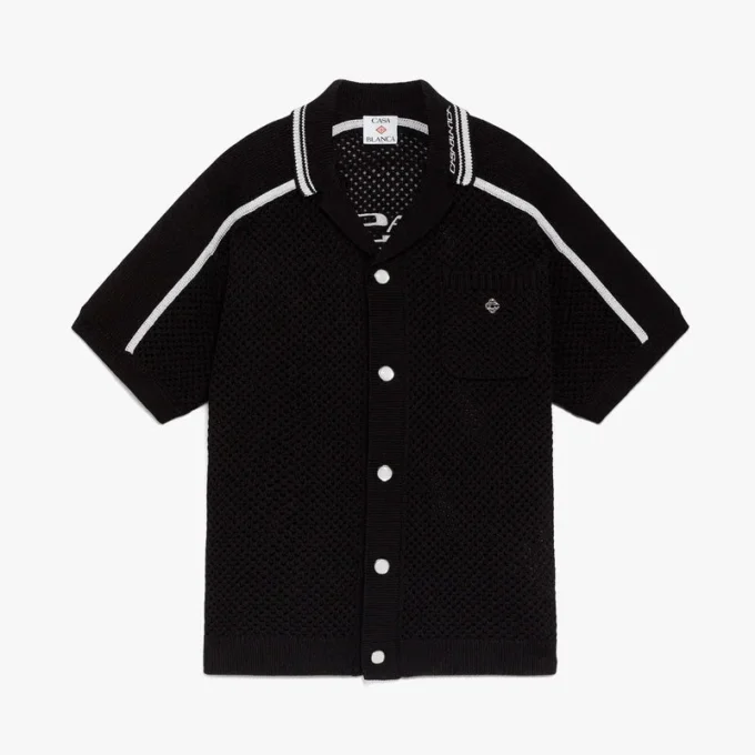 Camisas de malha preta de manga curta Camisas de malha preta de manga curta