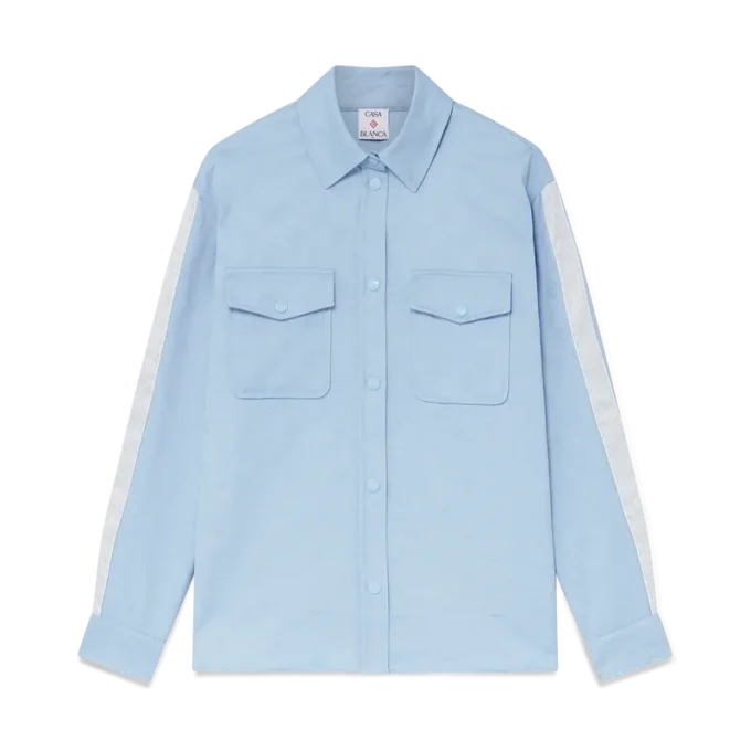 Camisas de manga comprida com monograma azul Camisas de manga comprida com monograma azul