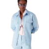 Camisas de manga comprida com monograma azul Camisas de manga comprida com monograma azul
