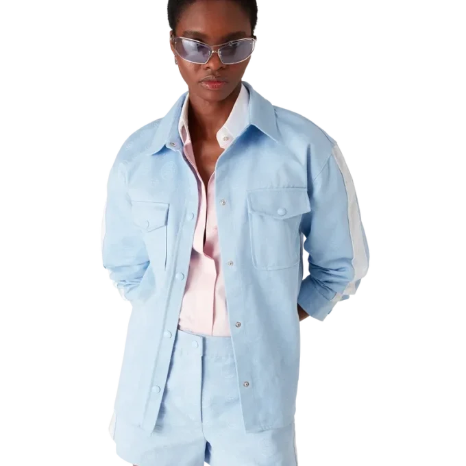 Camisas de manga comprida com monograma azul Camisas de manga comprida com monograma azul