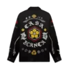 Camisas de manga comprida em cetim de seda com emblema