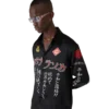 Camisas de manga comprida em cetim de seda com emblema